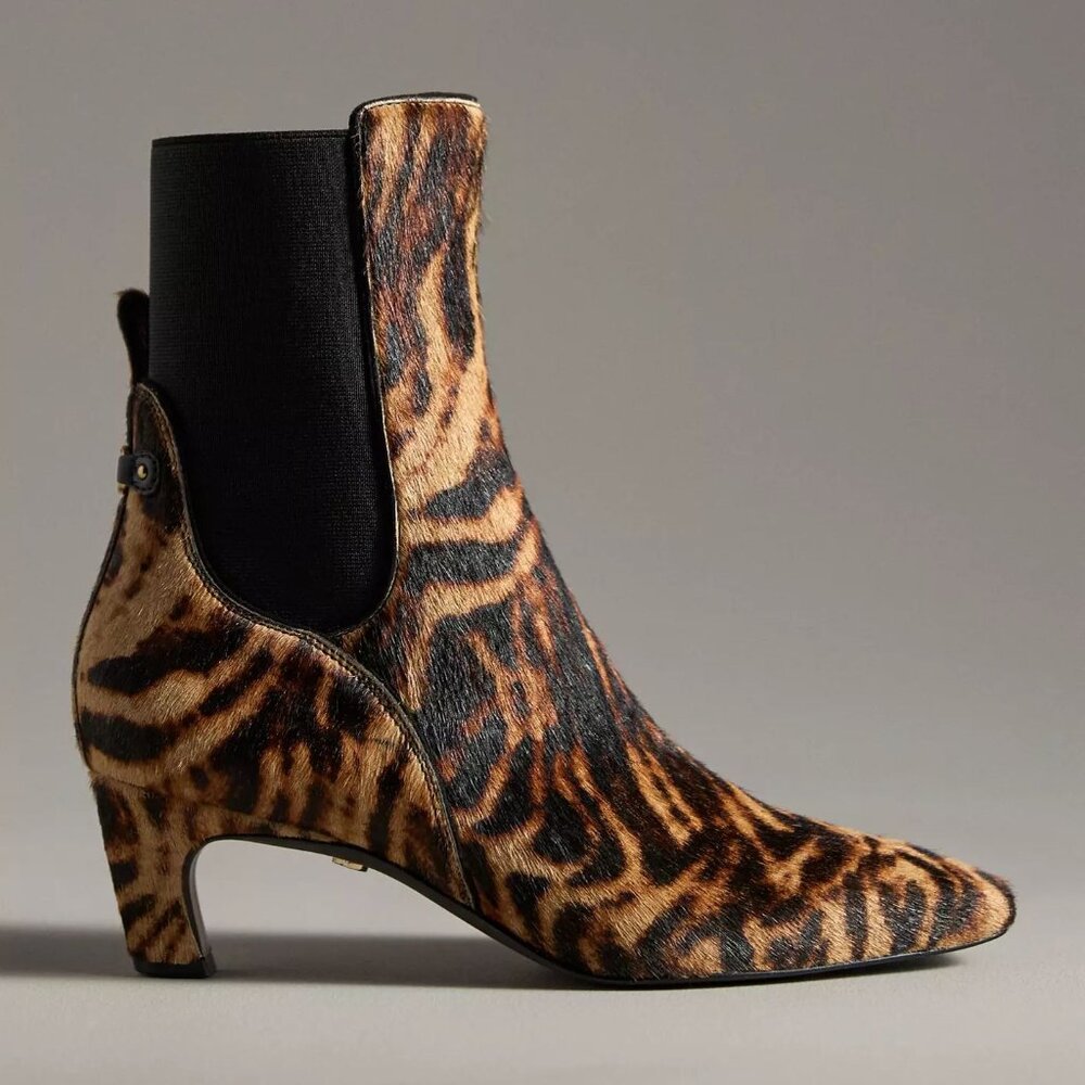 Sam Edelman Margo Ankle Boots Bootie Size 7.5 Kitten Heel Animal Calf Hair NEW
